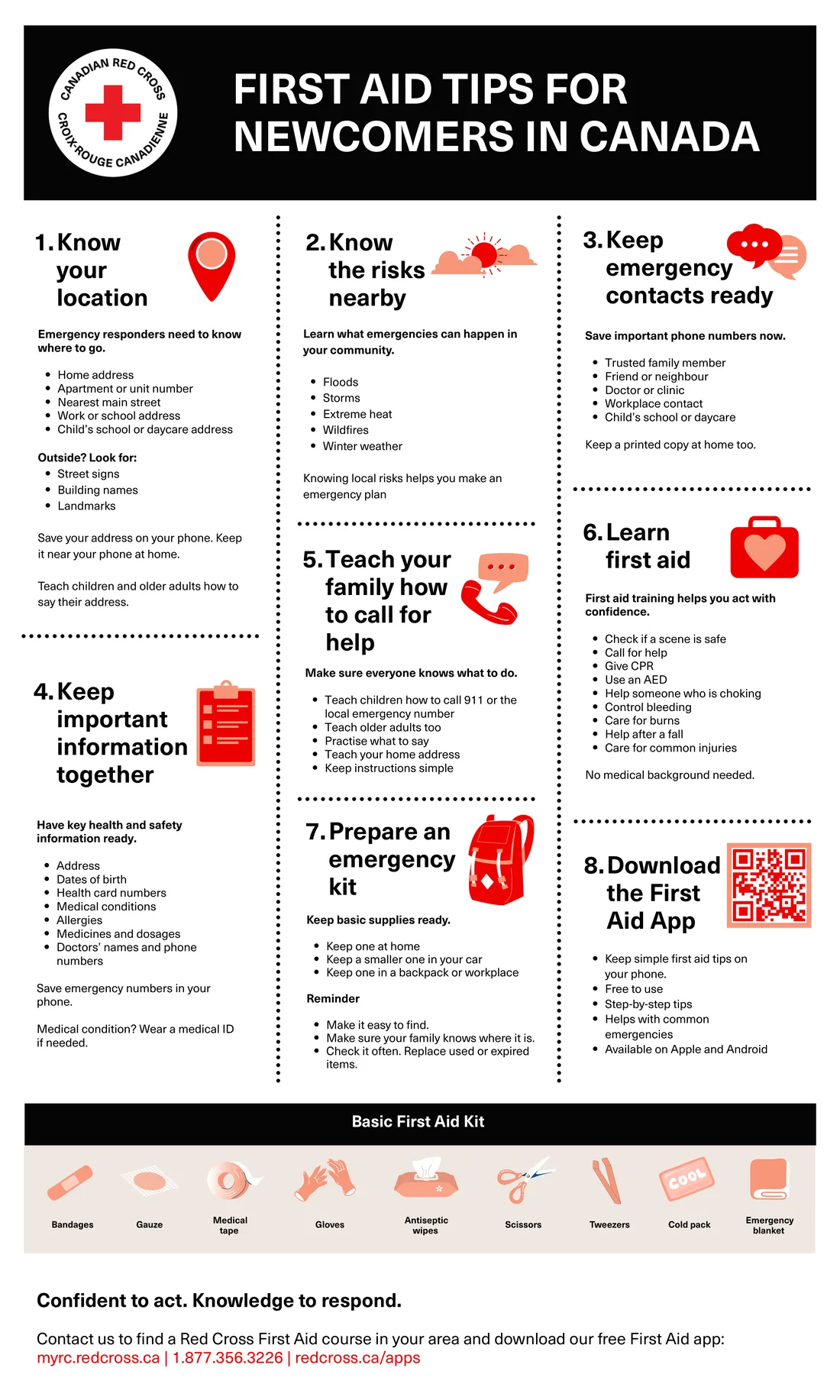 First Aid Tips for Newcomers in Canada poster from the Canadian Red Cross